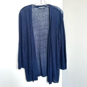 RETRO-ology Linen Open Knit Cardigan Navy Blue